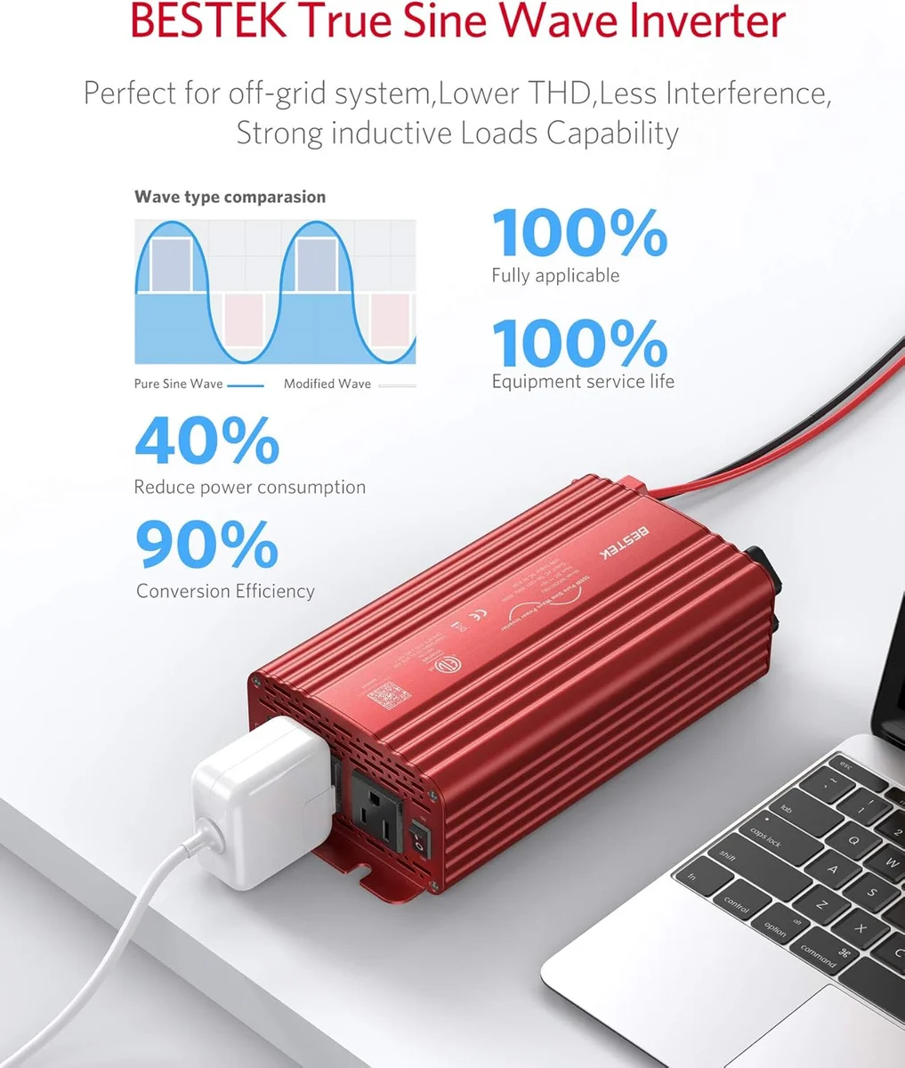 BESTEK 500W Pure Sine Wave Power Inverter