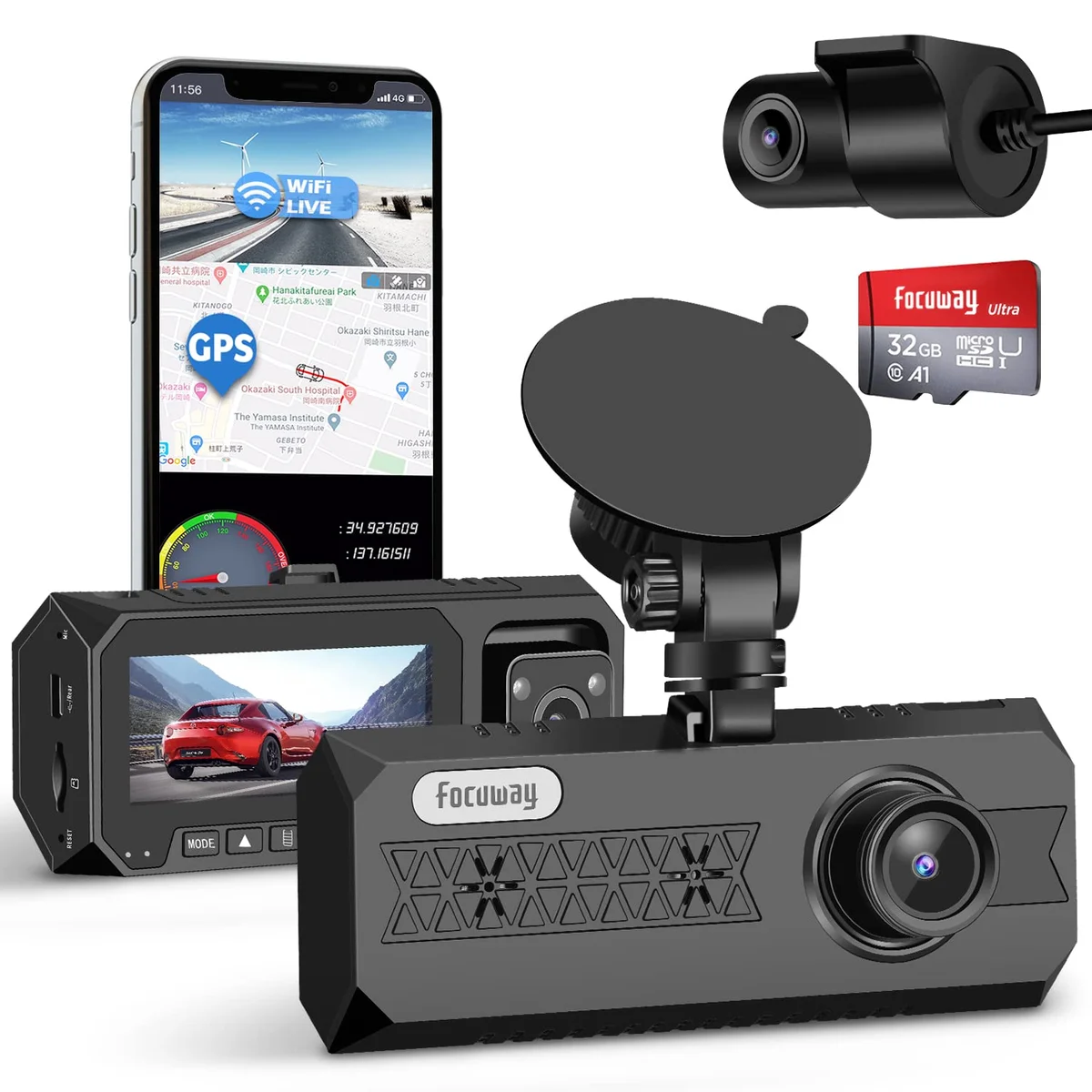 FOCUWAY 4K Dash Cam Front and Rear image 2